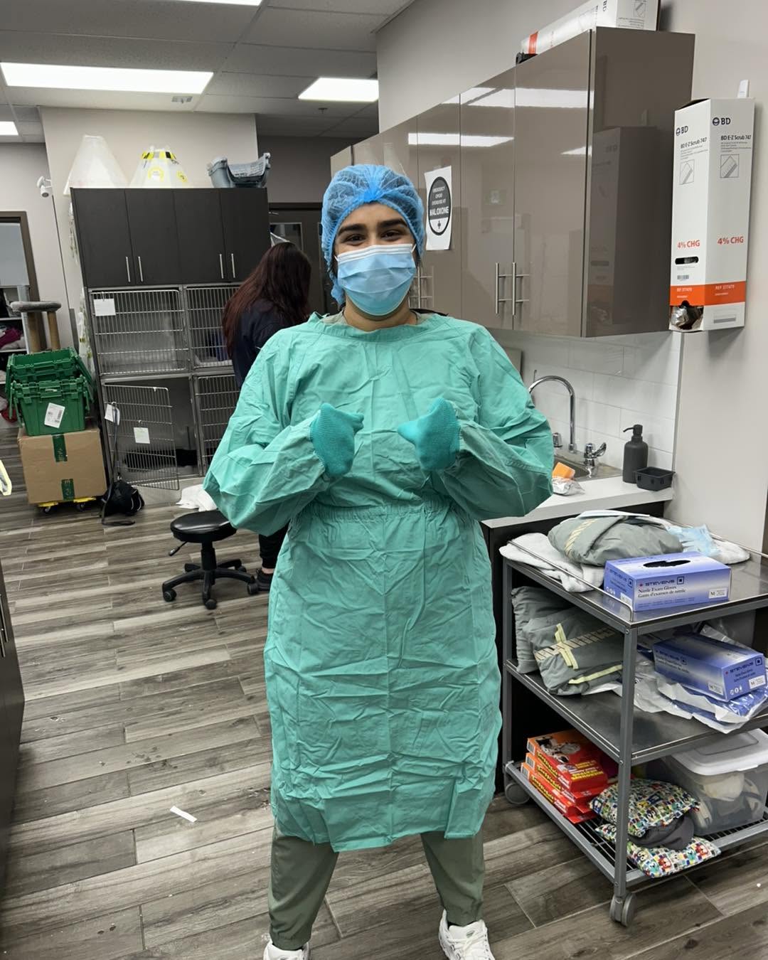 A Pickering Animal Hospital team member with a patient